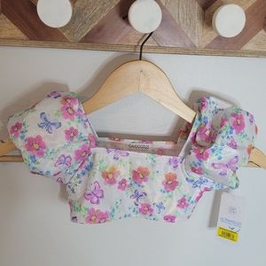 Flapdoodle Kids Swim Top Size 4 NWT Floral